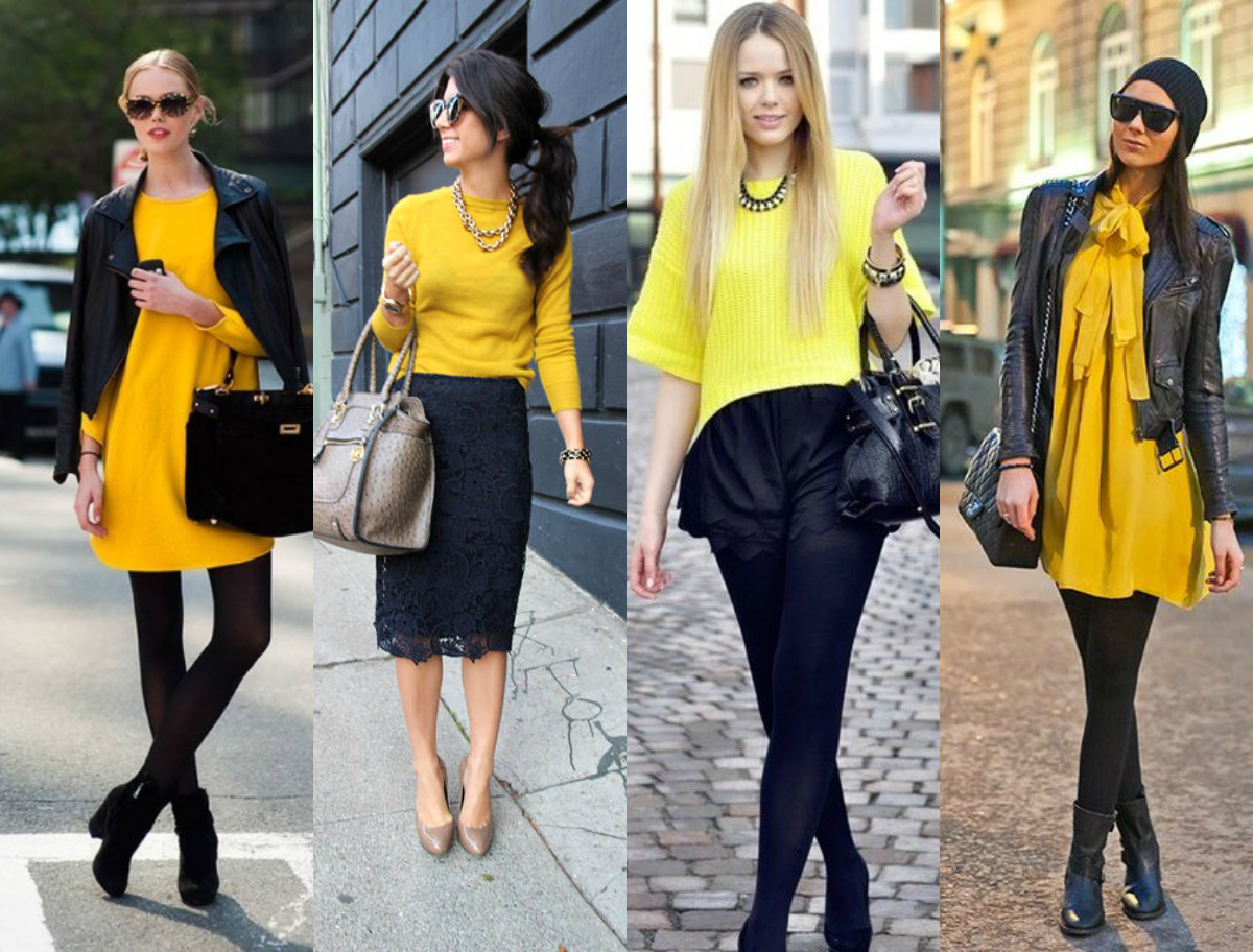 С какими цветами сочетается желтый в одежде у женщин