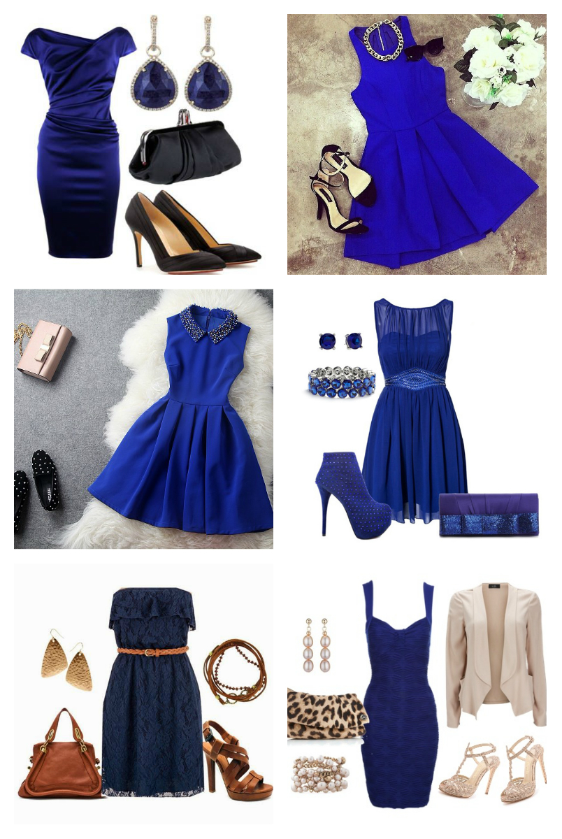 Синие платья и с чем их носить