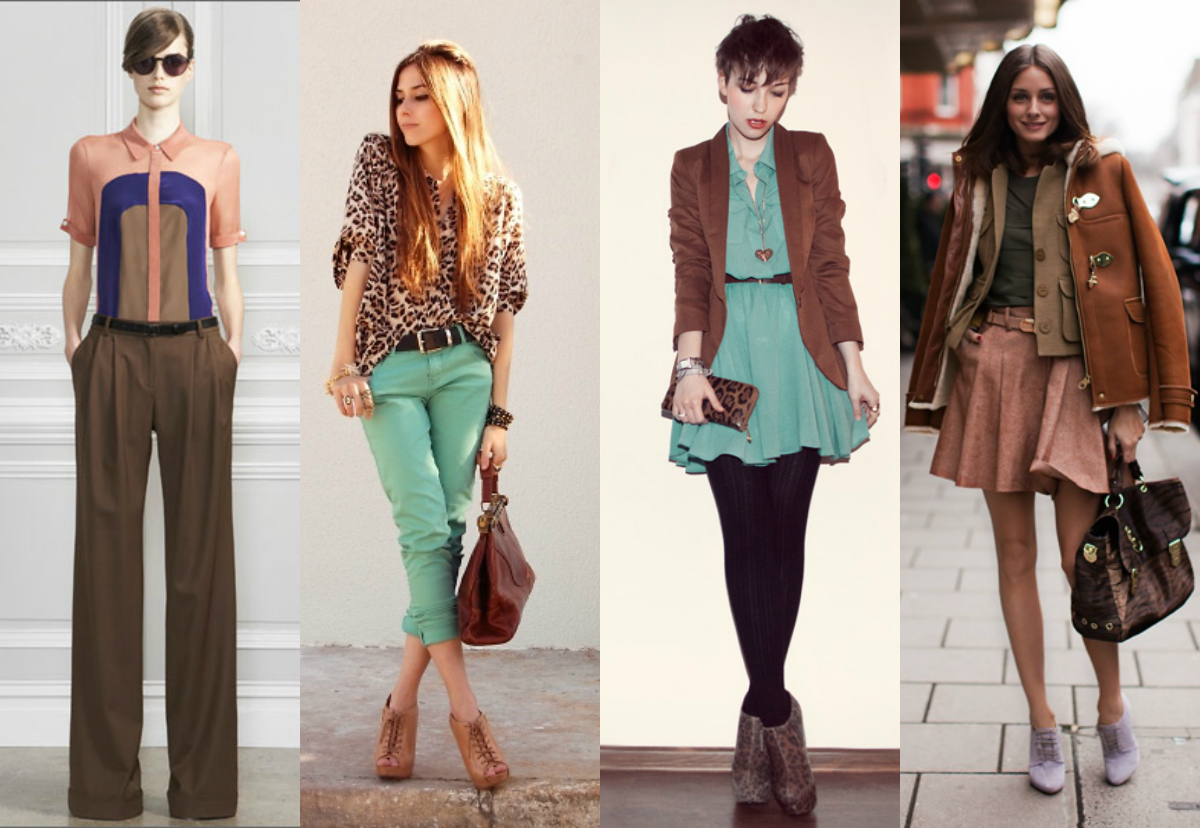 Сочетание с коричневым цветом в одежде у женщин