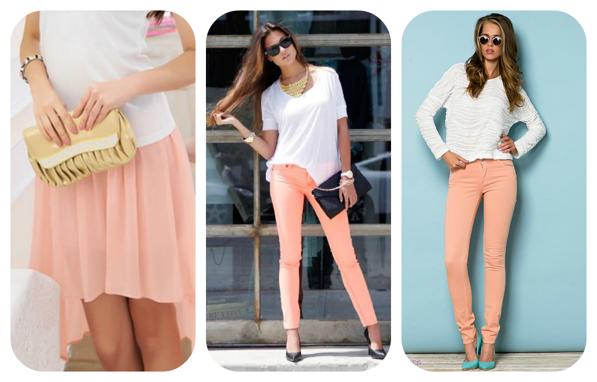 Персиковый цвет в одежде с чем сочетается для женщин